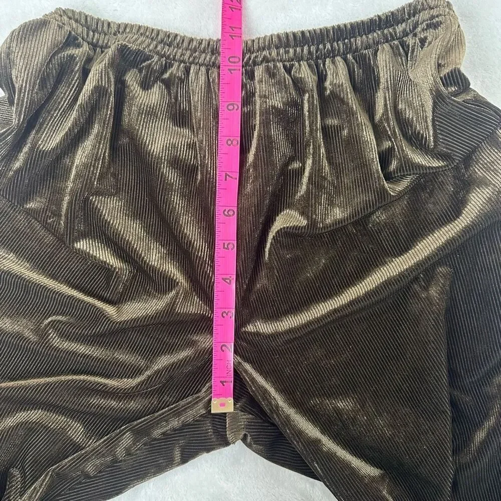 Vintage Passports Women's S Crushed Velvet Pajama Set Brown‎ Ribbed Loungewear